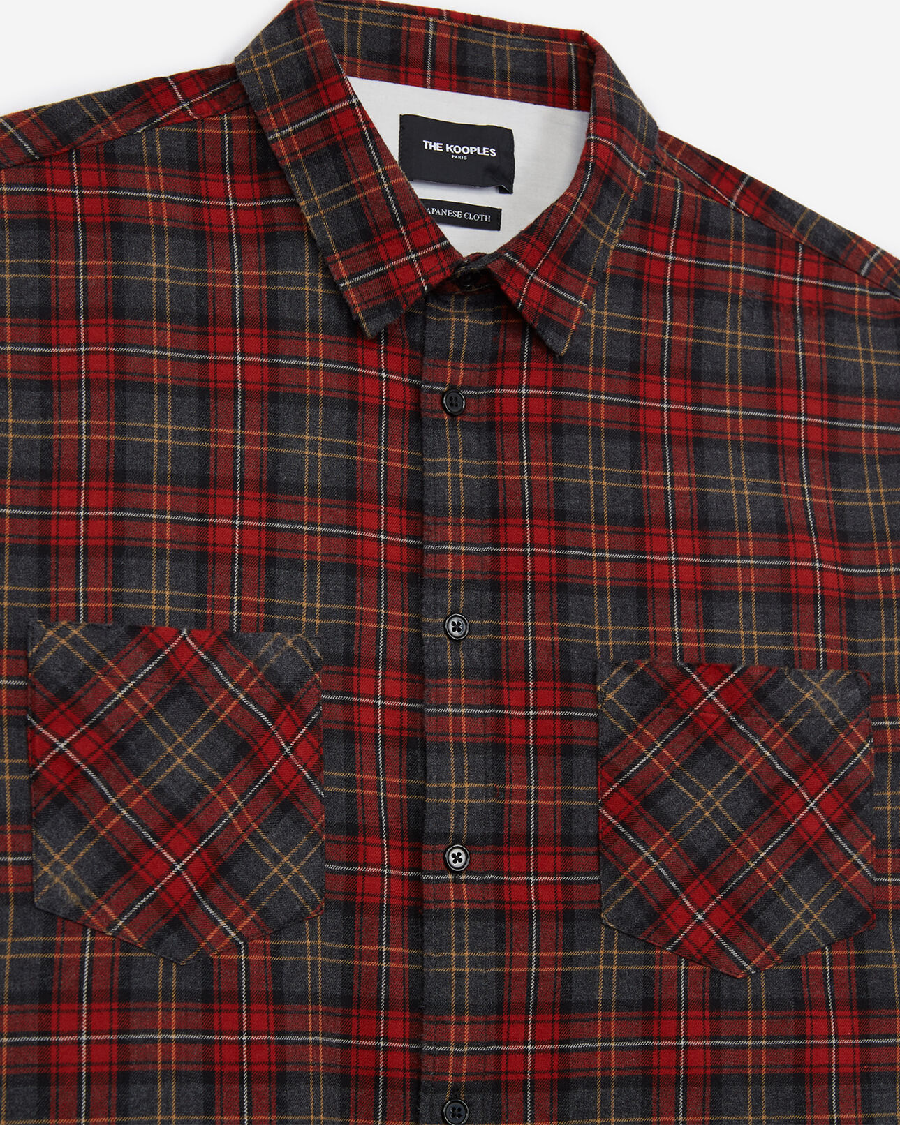 The Kooples MEN GREY RED relaxed shirt in red and grey check