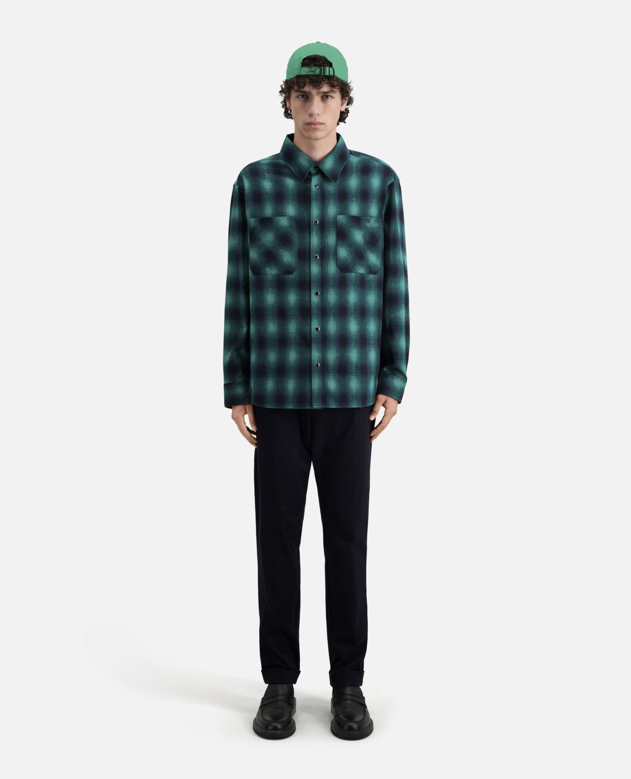 Black and green checked overshirt, BLACK / GREEN, hi-res image number null