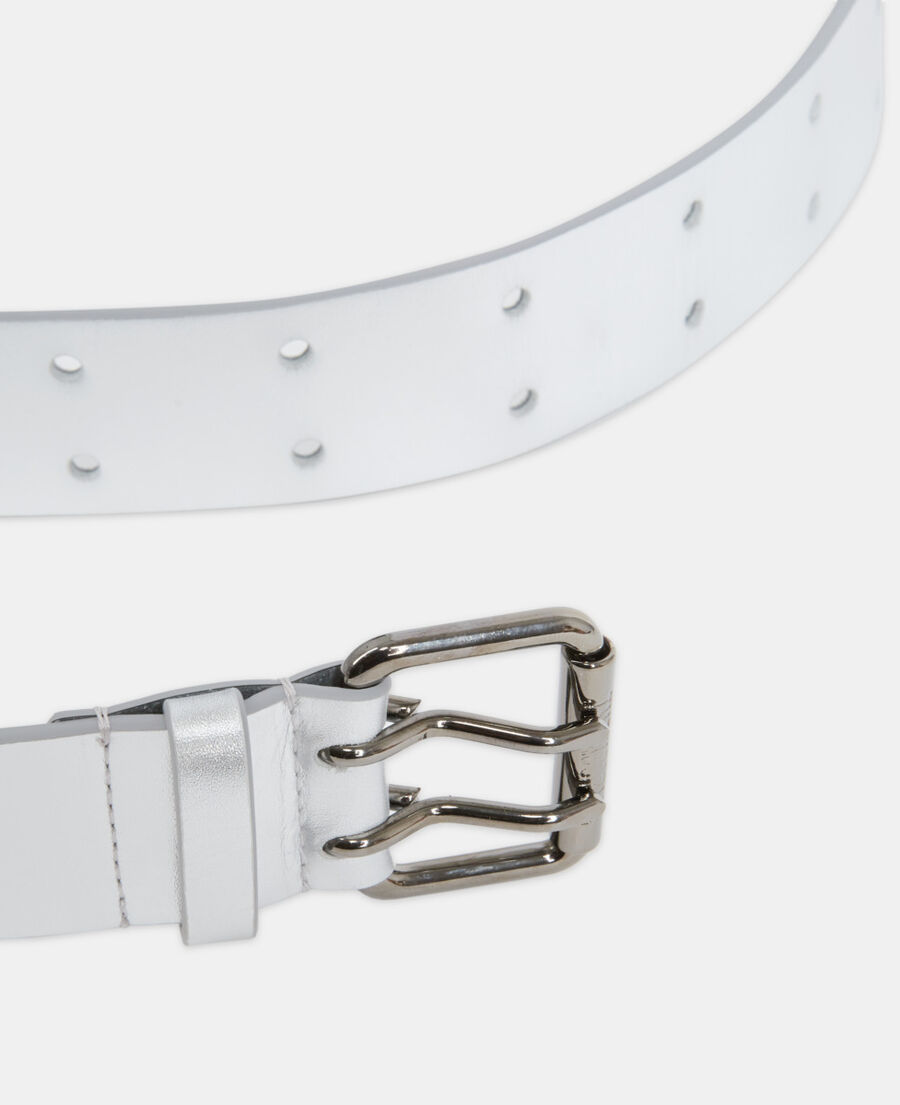 silver leather belt