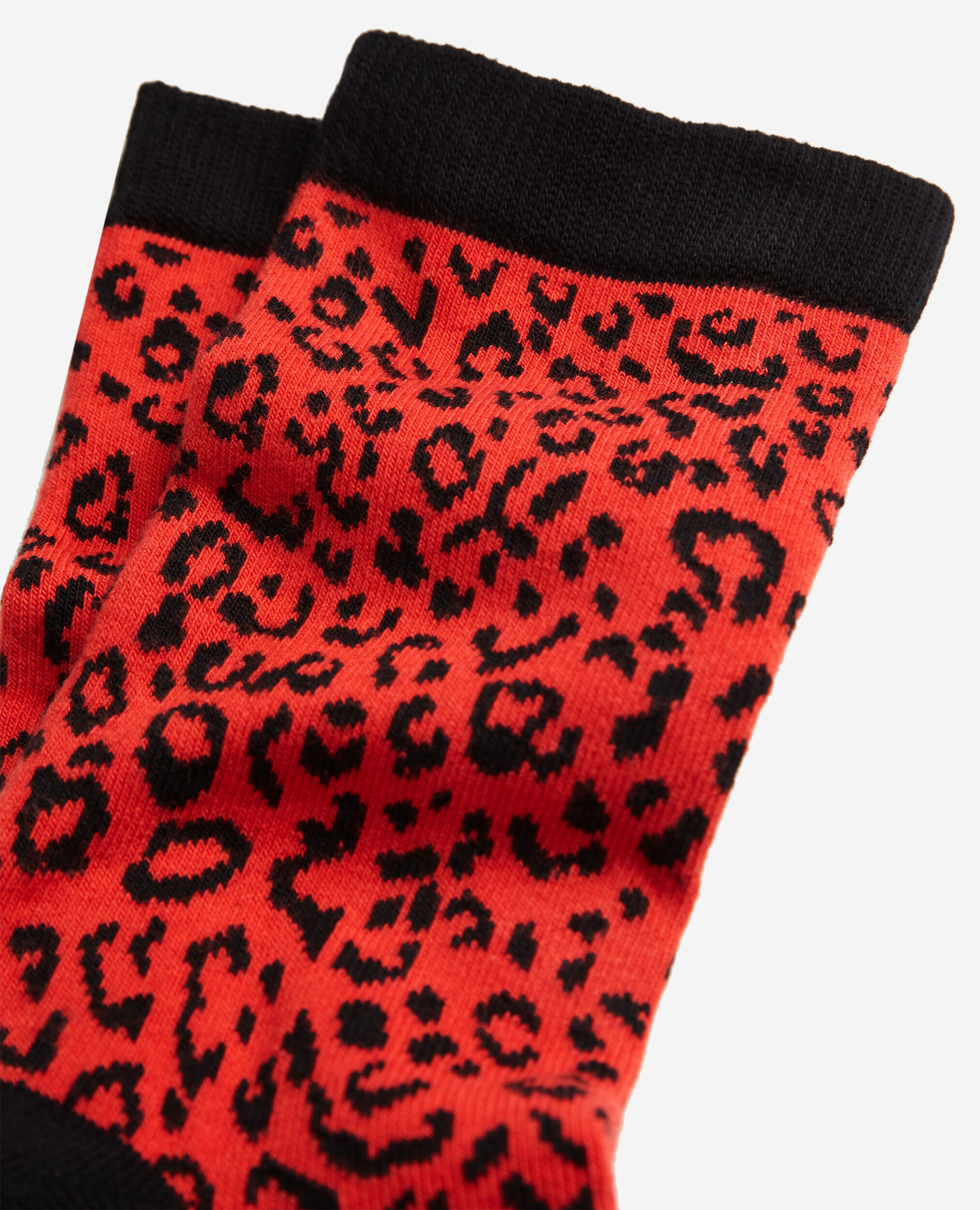 Rote Strümpfe mit Leopardenmuster, RED / BLACK, hi-res image number null