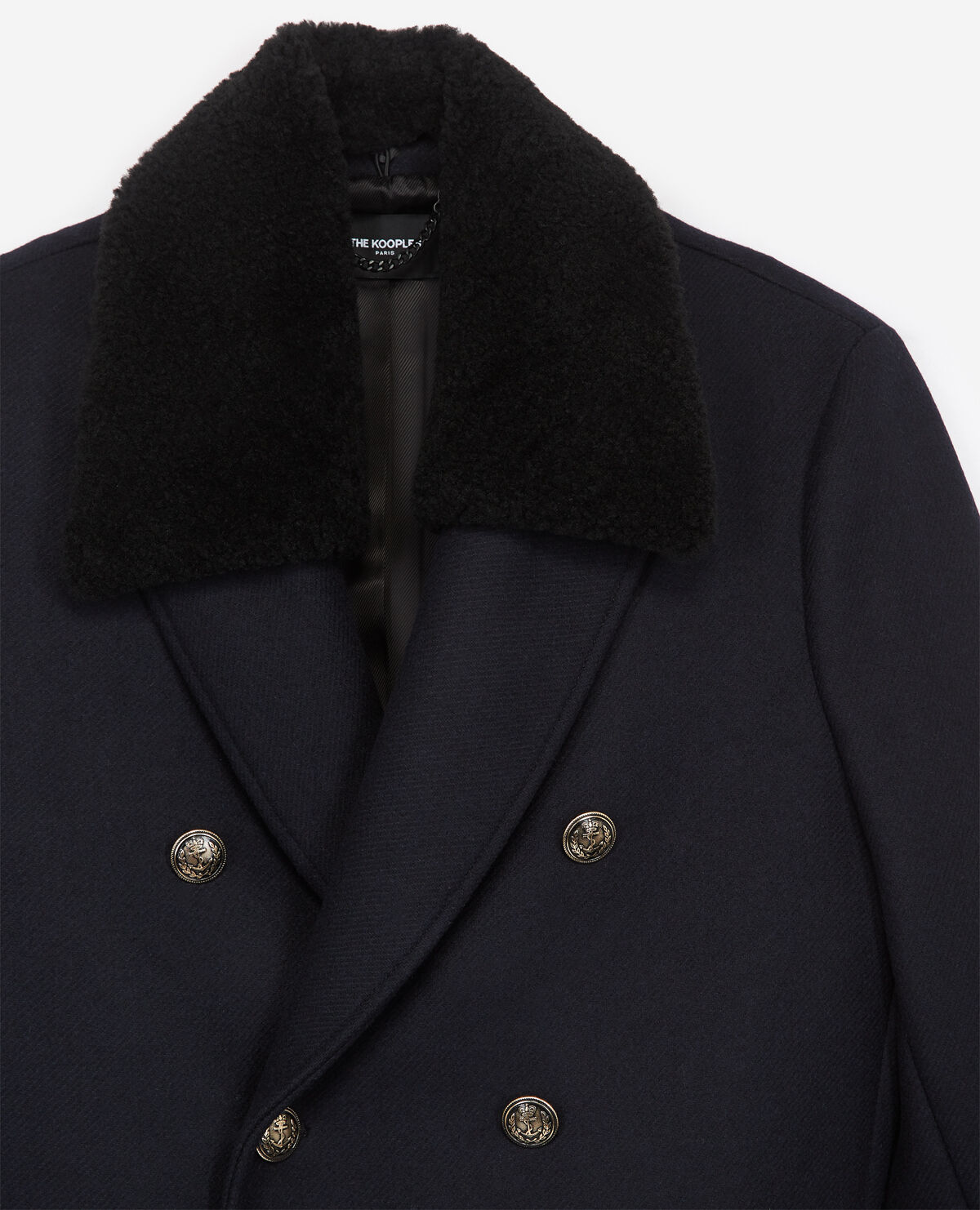 Navy blue peacoat deals with gold buttons