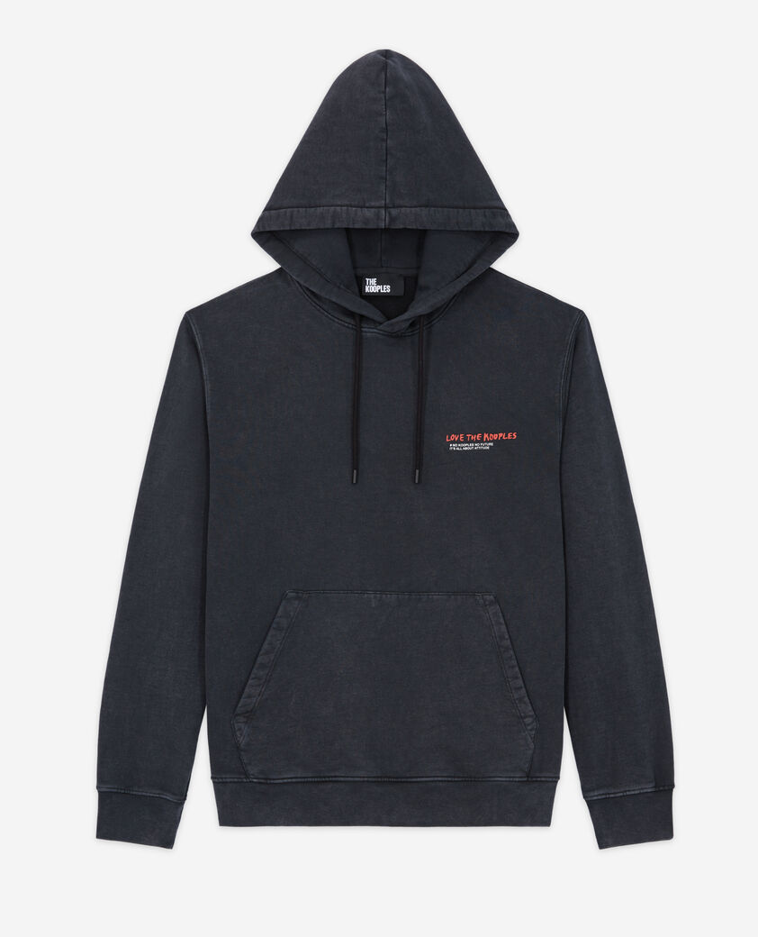 The Kooples HOMME BLACK WASHED sweatshirt love kooples noir