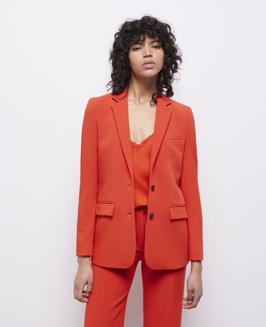 orange crêpe suit jacket