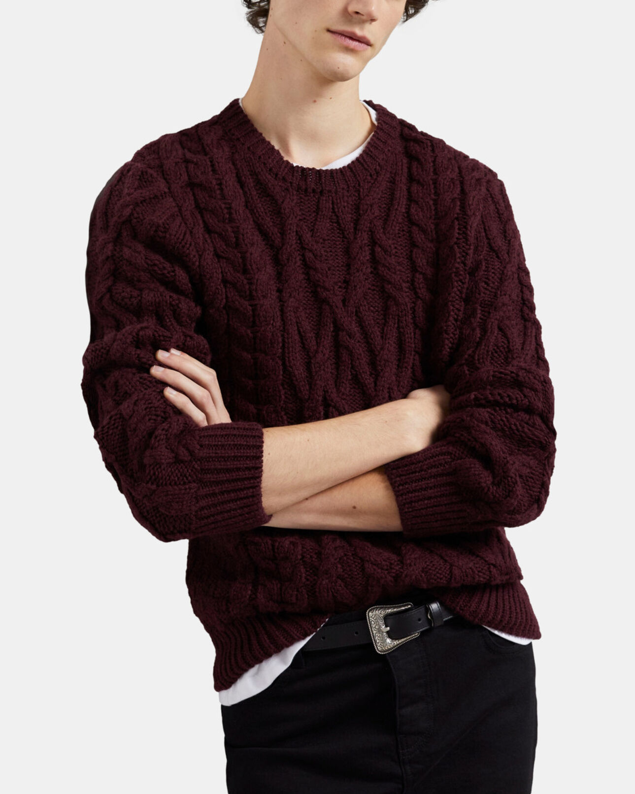 The Kooples HOMME BURGUNDY pull en laine rouge
