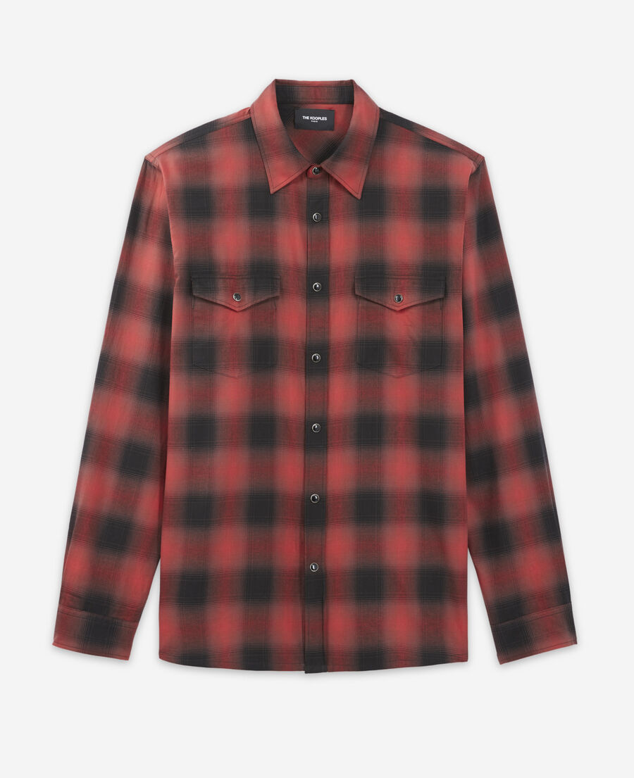 black and red cotton shirt with check motif