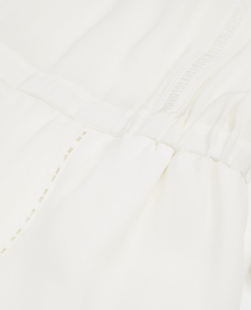 The Kooples FEMME OFF WHITE robe soie blanche courte à manches nouées