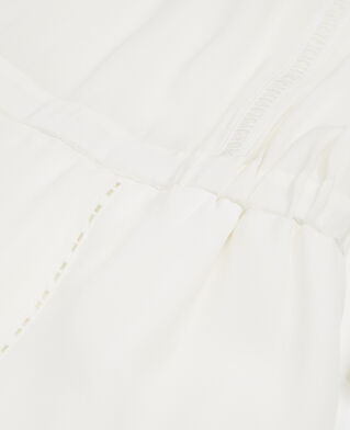 The Kooples DAMEN OFF WHITE kurzes weißes seidenkleid mit bindeärmeln