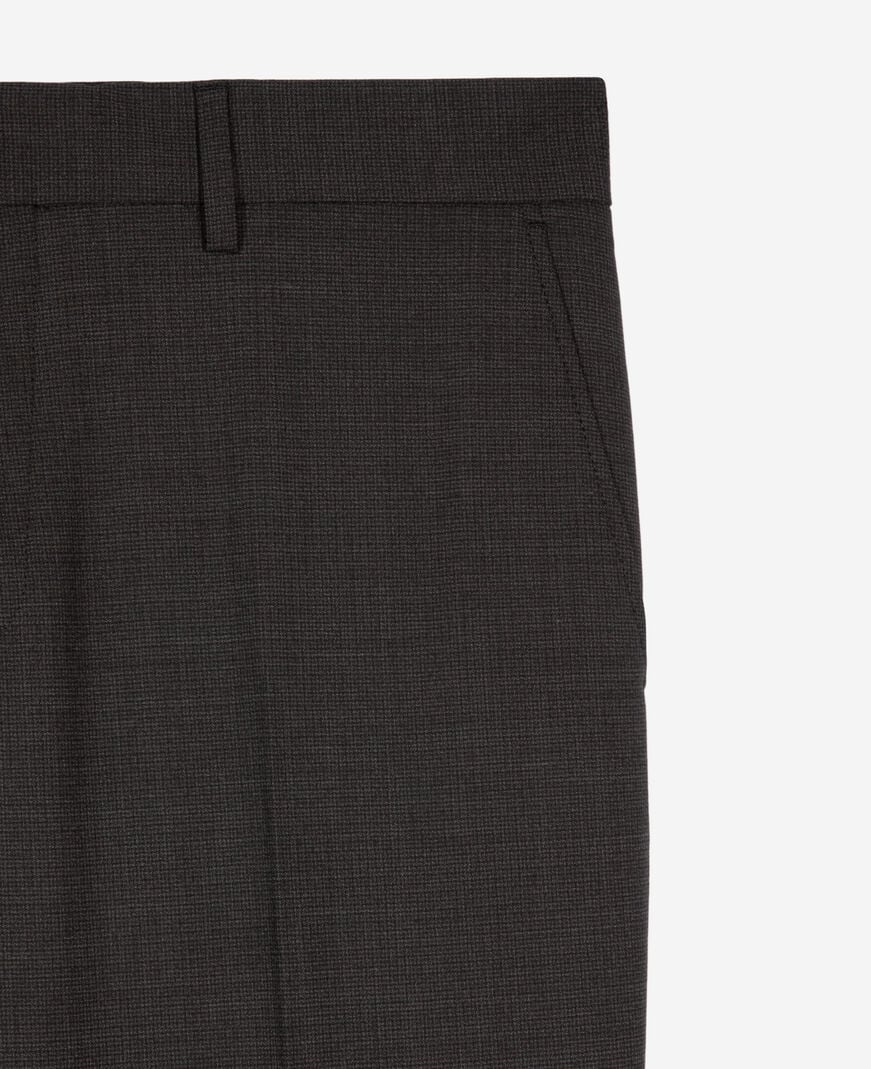 The Kooples HOMME BLACK GREY pantalon de costume en laine mélangée micro carreaux noir