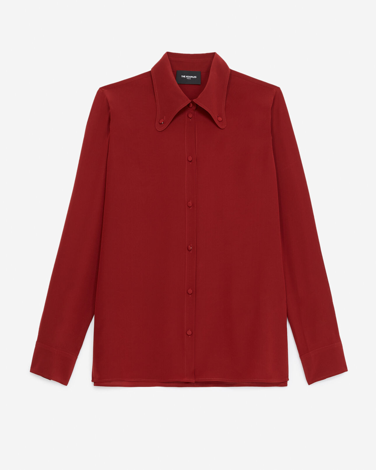 The Kooples WOMEN BURGUNDY burgundy silk shirt with buttoned collar