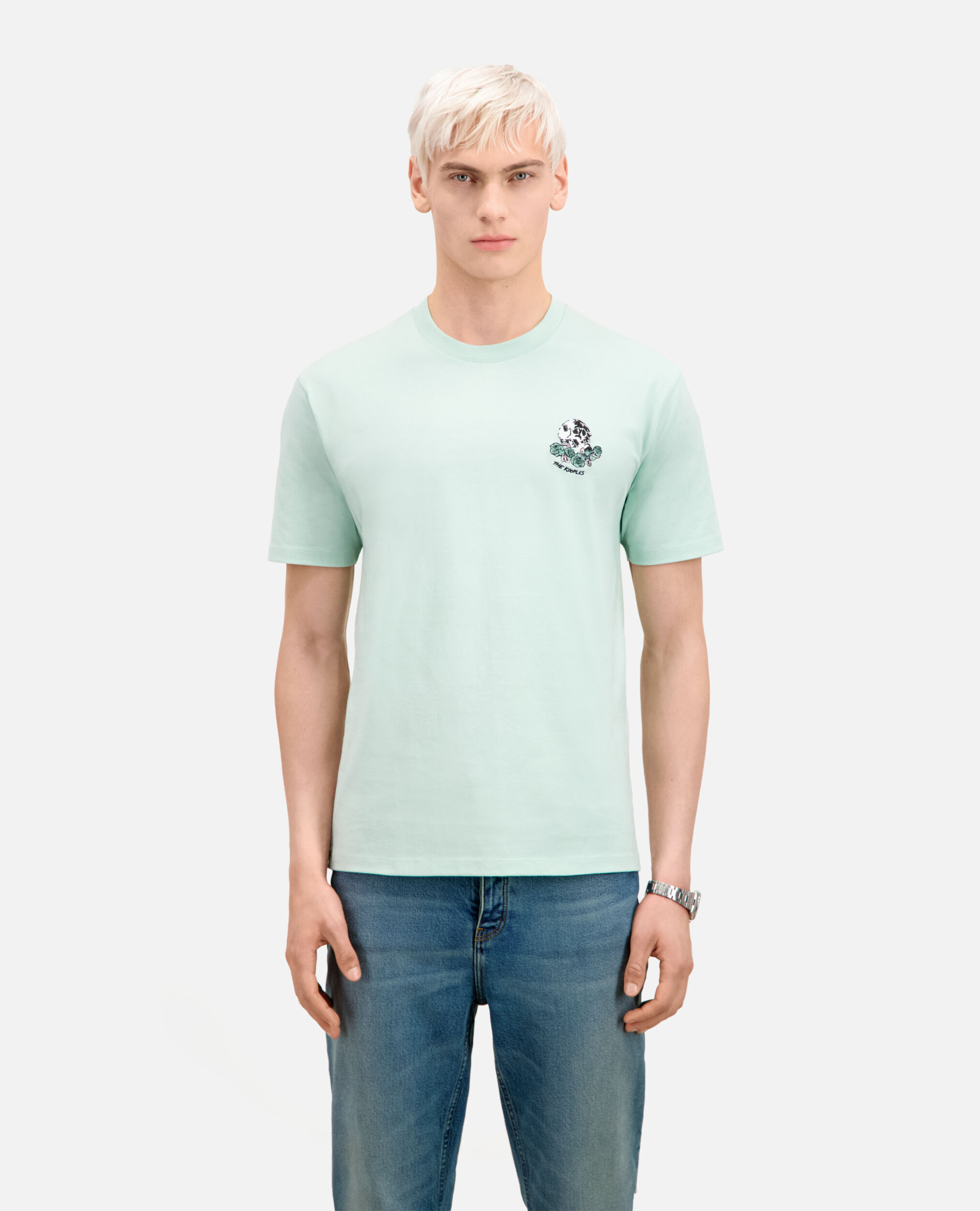 T-shirt Homme vert avec broderie Vintage skull, OCEAN, hi-res image number null