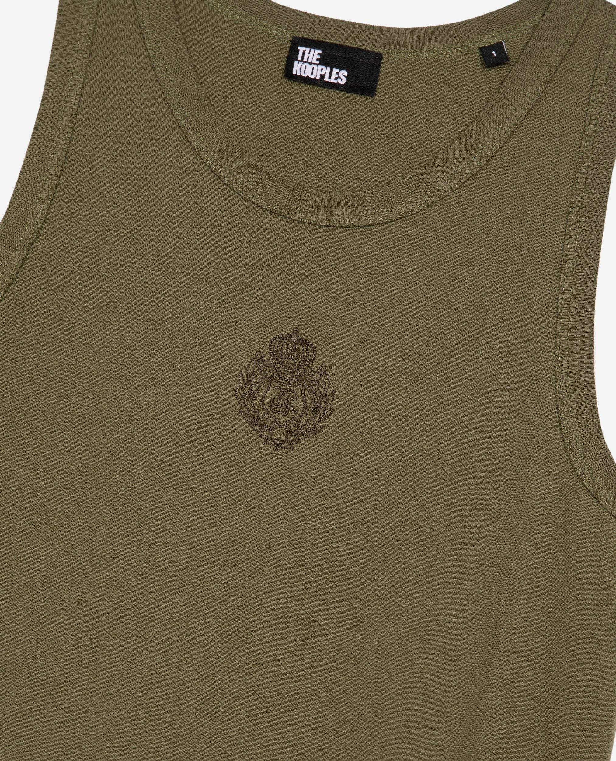 Tank top with khaki crest, KAKI, hi-res image number null