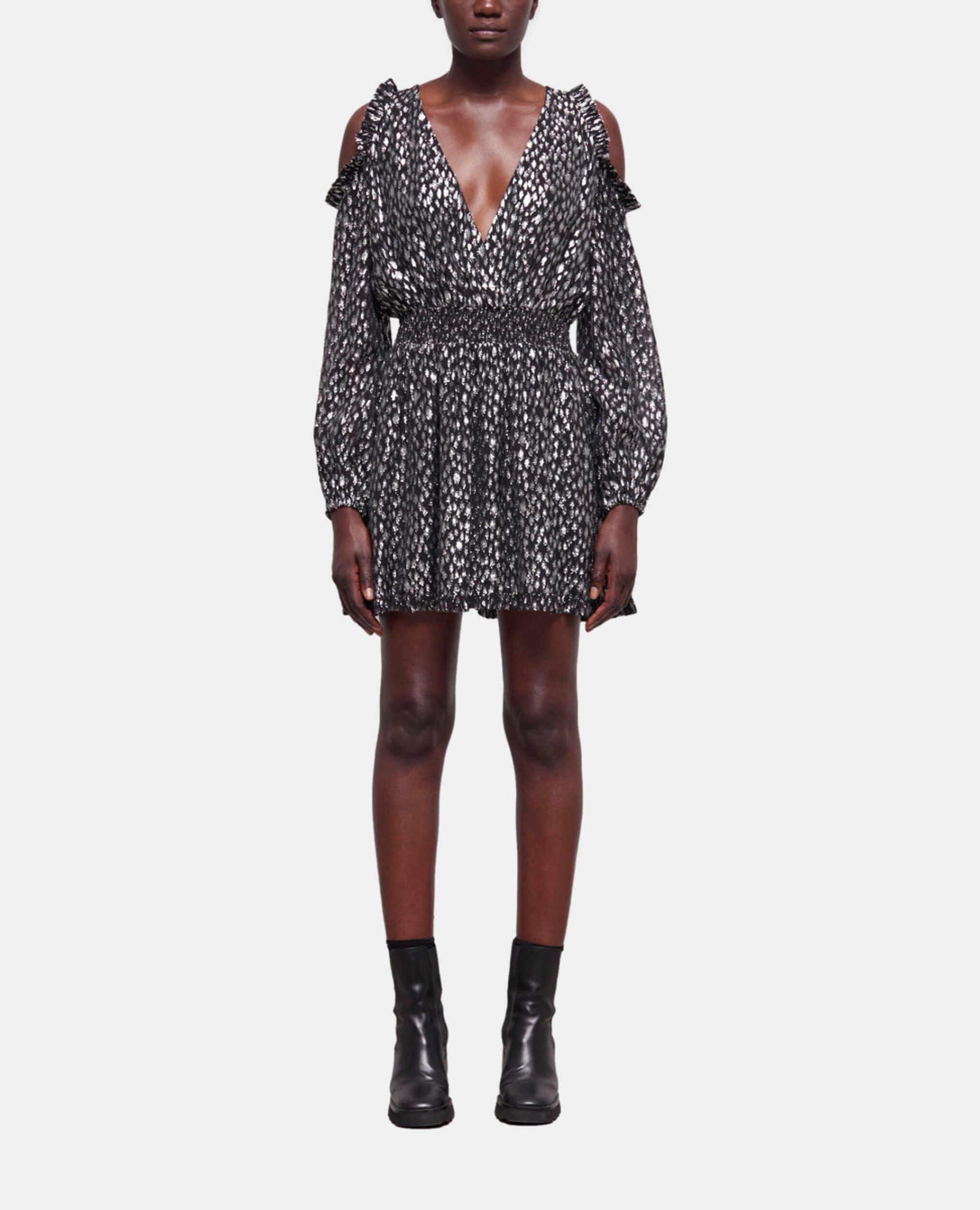 Leopard-print short dress, ANTIC SILVER, hi-res image number null
