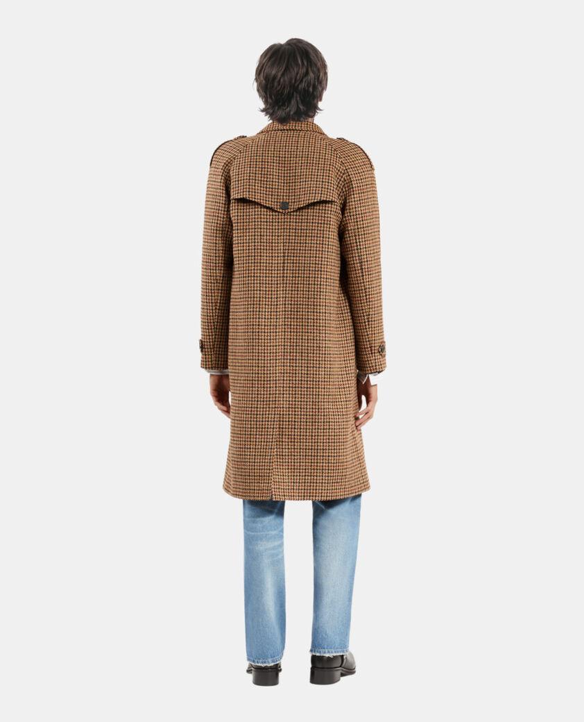 The Kooples MEN BROWN the kooples x harris tweed long brown houndstooth wool coat