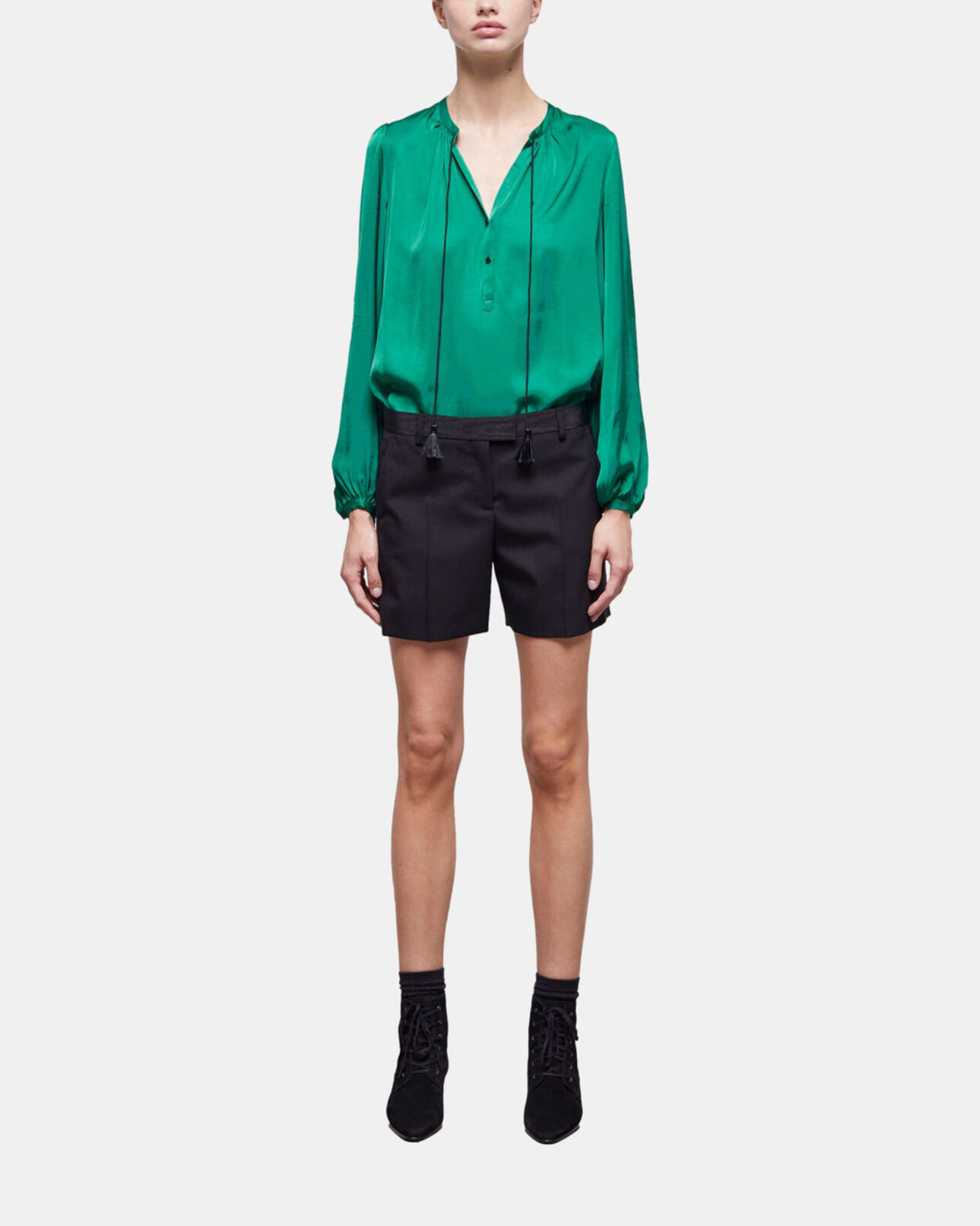 The Kooples FEMME BLACK short en laine noir