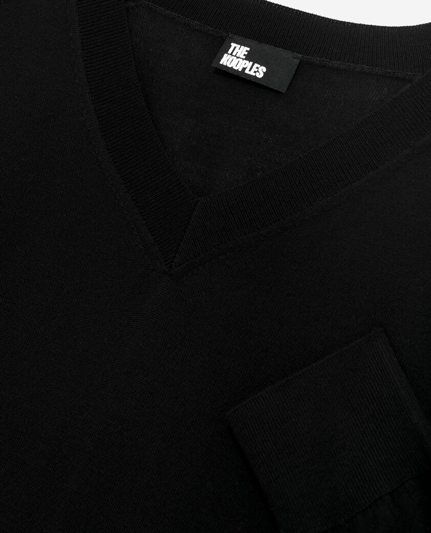 The Kooples FEMME BLACK pull col v en laine m&eacute;rinos noir