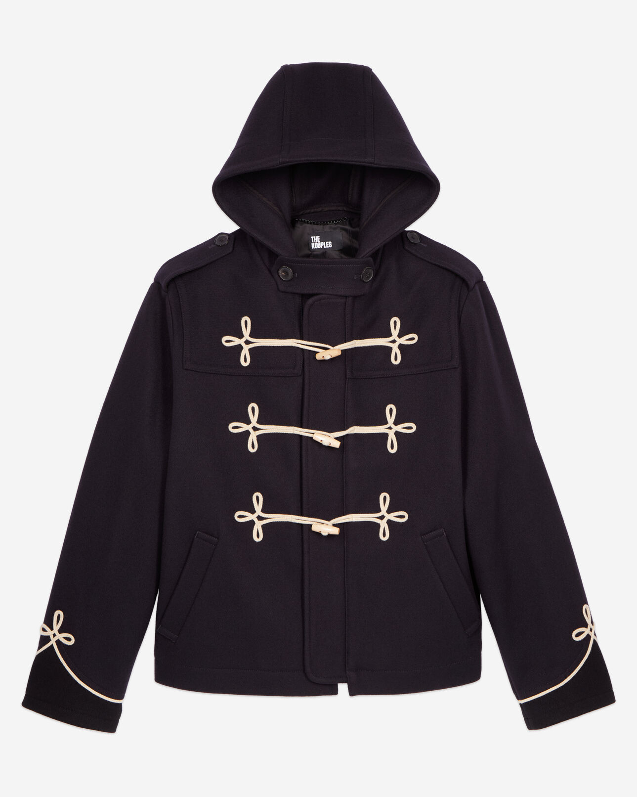 The Kooples MEN DARK NAVY short navy blue hooded pea coat
