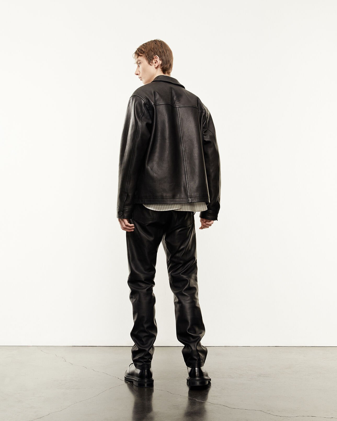 The Kooples MEN BLACK overshirt-style black leather jacket