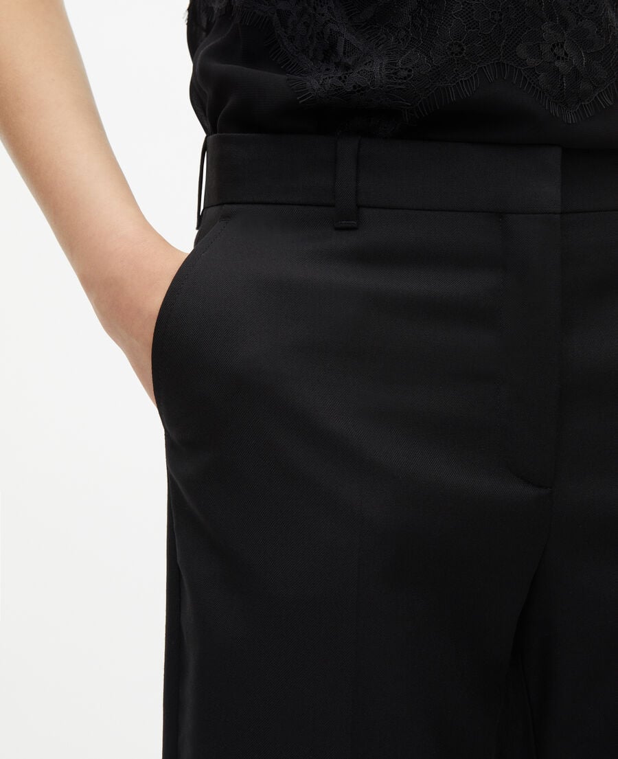 The Kooples MUJER BLACK pantalón negro de corte recto de lana 