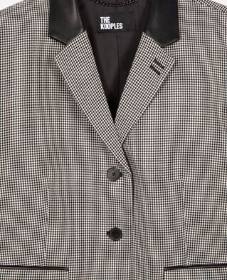 The Kooples F BLACK GREY short black and white houndstooth tailored jacket
