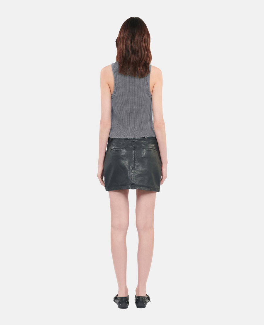 The Kooples F BLACK WASHED black tank top with dangerous but fun serigraphy