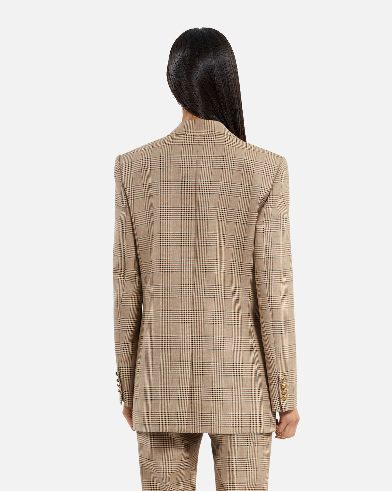 The Kooples WOMEN BEIGE-BROWN prince of wales beige wool suit jacket