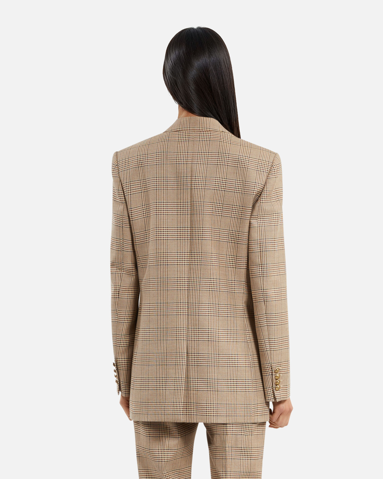Prince of Wales beige wool suit jacket, BEIGE-BROWN, hi-res image number null