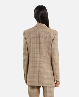 The Kooples WOMEN BEIGE-BROWN prince of wales beige wool suit jacket