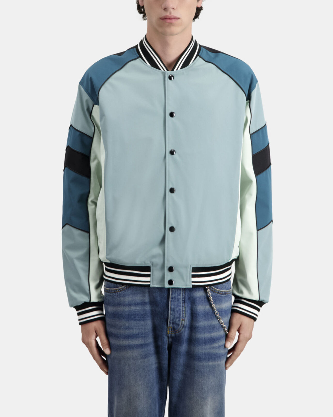 The Kooples MEN CELADON blue and green jacket with patchwork