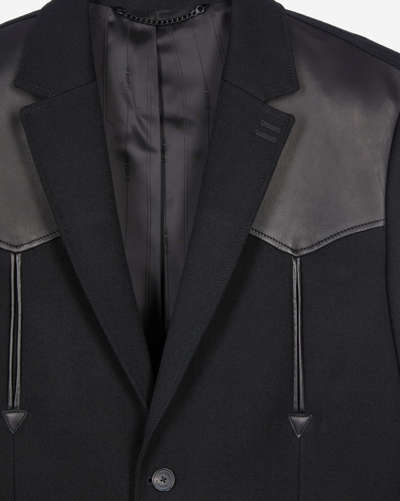 The Kooples MEN BLACK black wool jacket with lambskin details