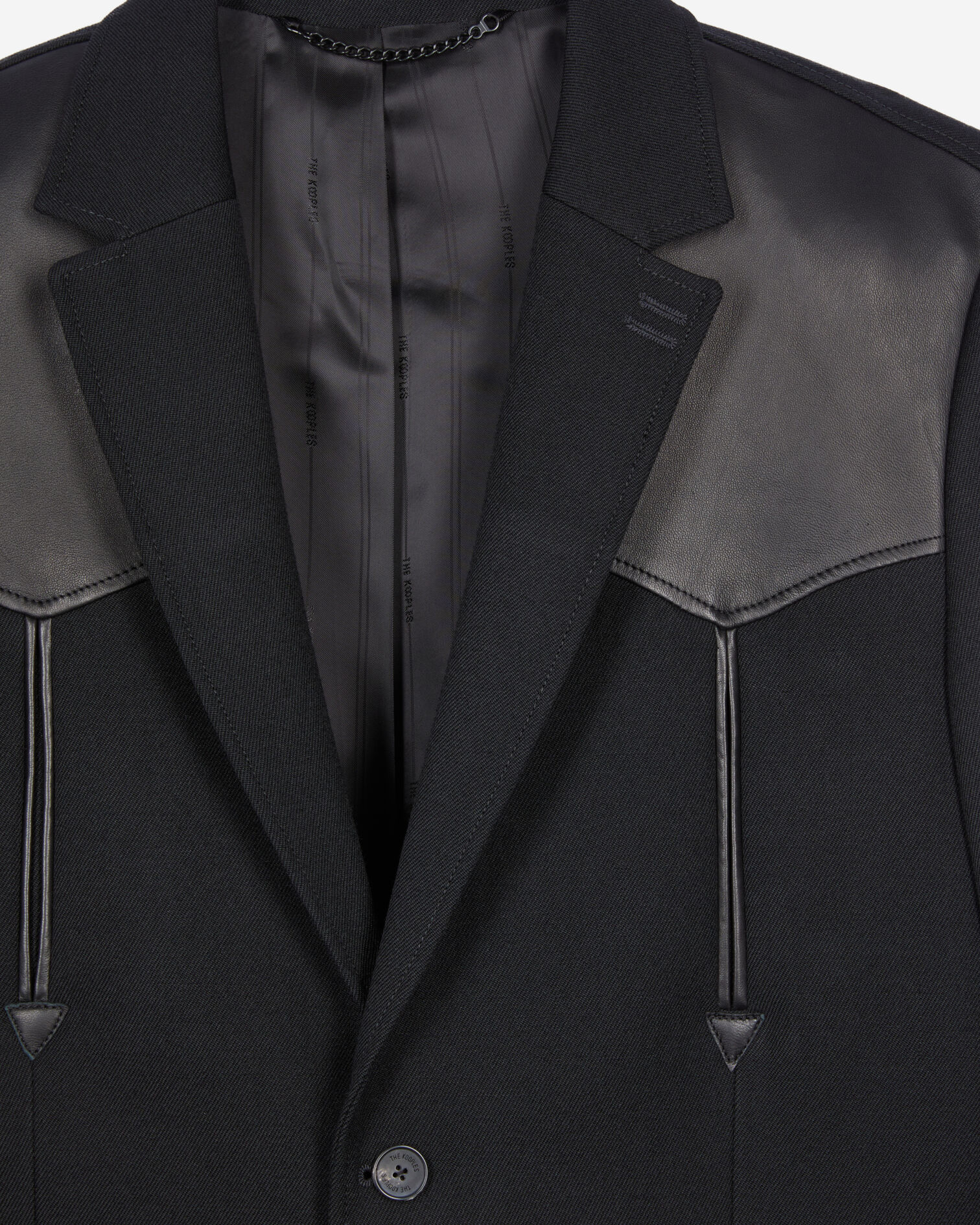 Black wool jacket with lambskin details, BLACK, hi-res image number null