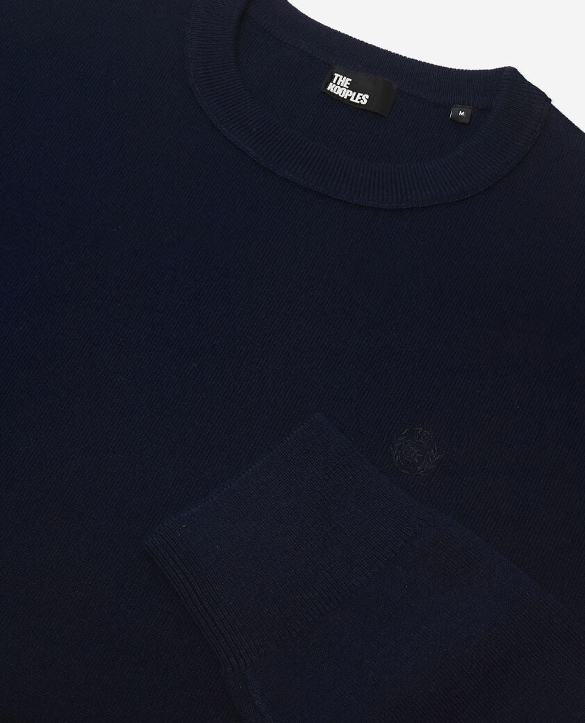 The Kooples HOMME NAVY pull col rond en laine double face marine