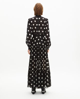 The Kooples WOMEN BLACK WHITE black polka dot print long skirt