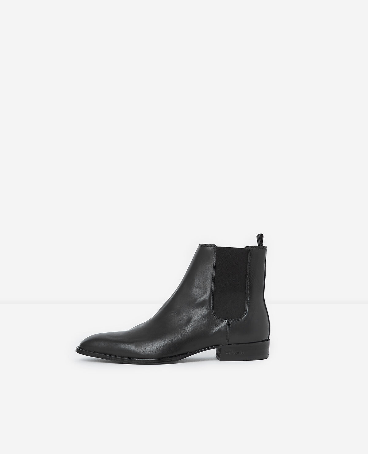 Flat black leather ankle boots sales