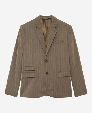 The Kooples MEN LIGHT BROWN brown pinstripe suit jacket
