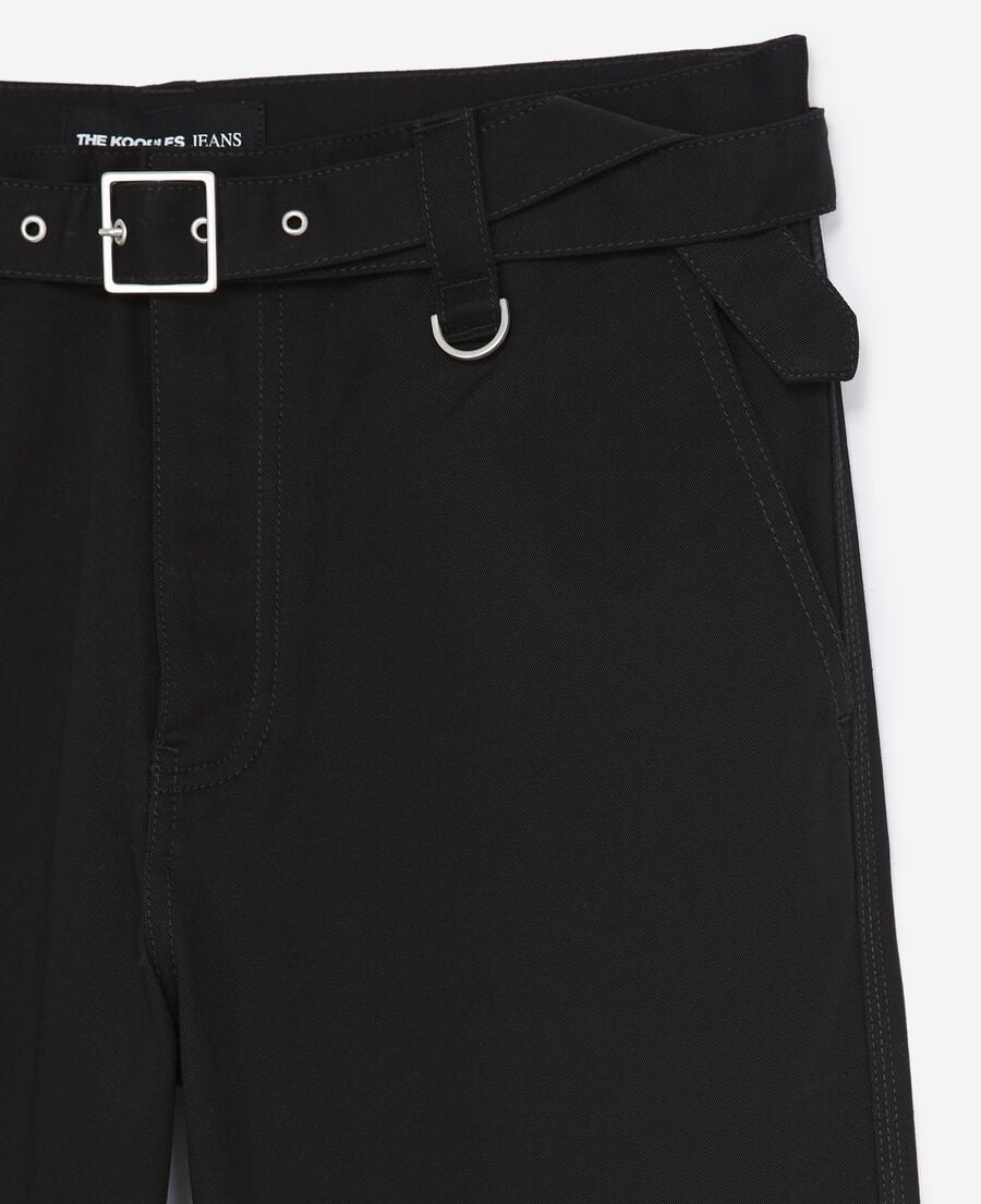 The Kooples H BLACK straight-cut black trousers with belt