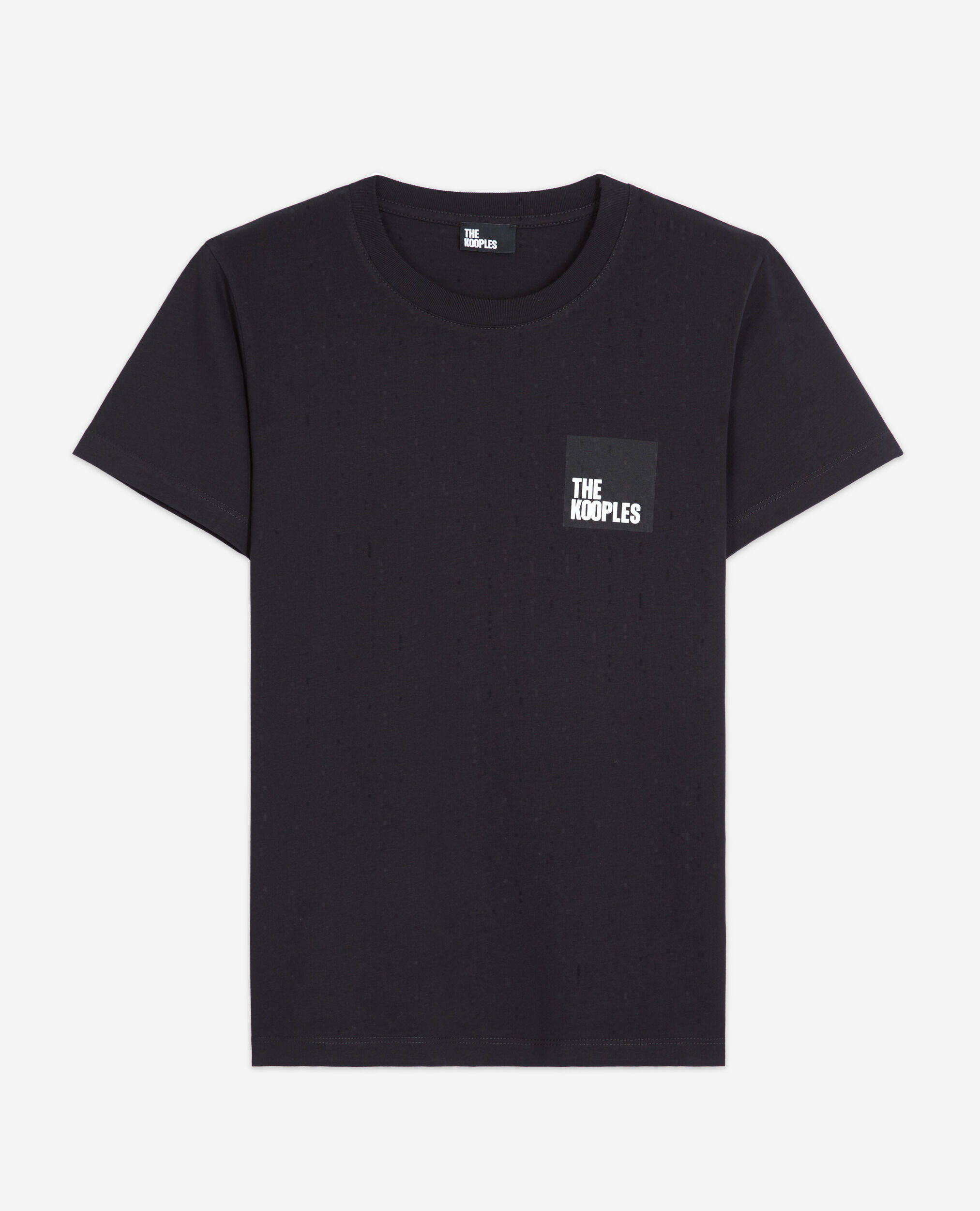 Black cotton T-shirt, BLACK, hi-res image number null