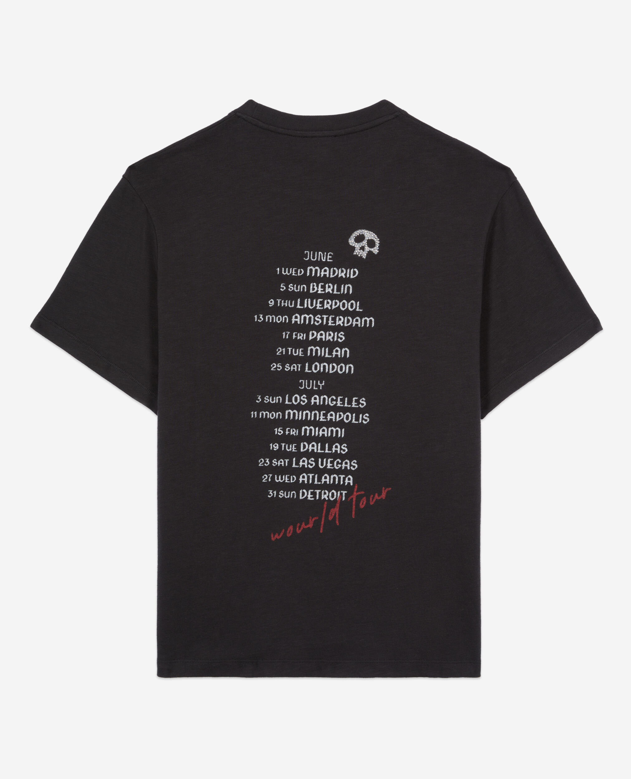 Schwarzes T-Shirt mit Guitar-Siebdruck, BLACK WASHED, hi-res image number null