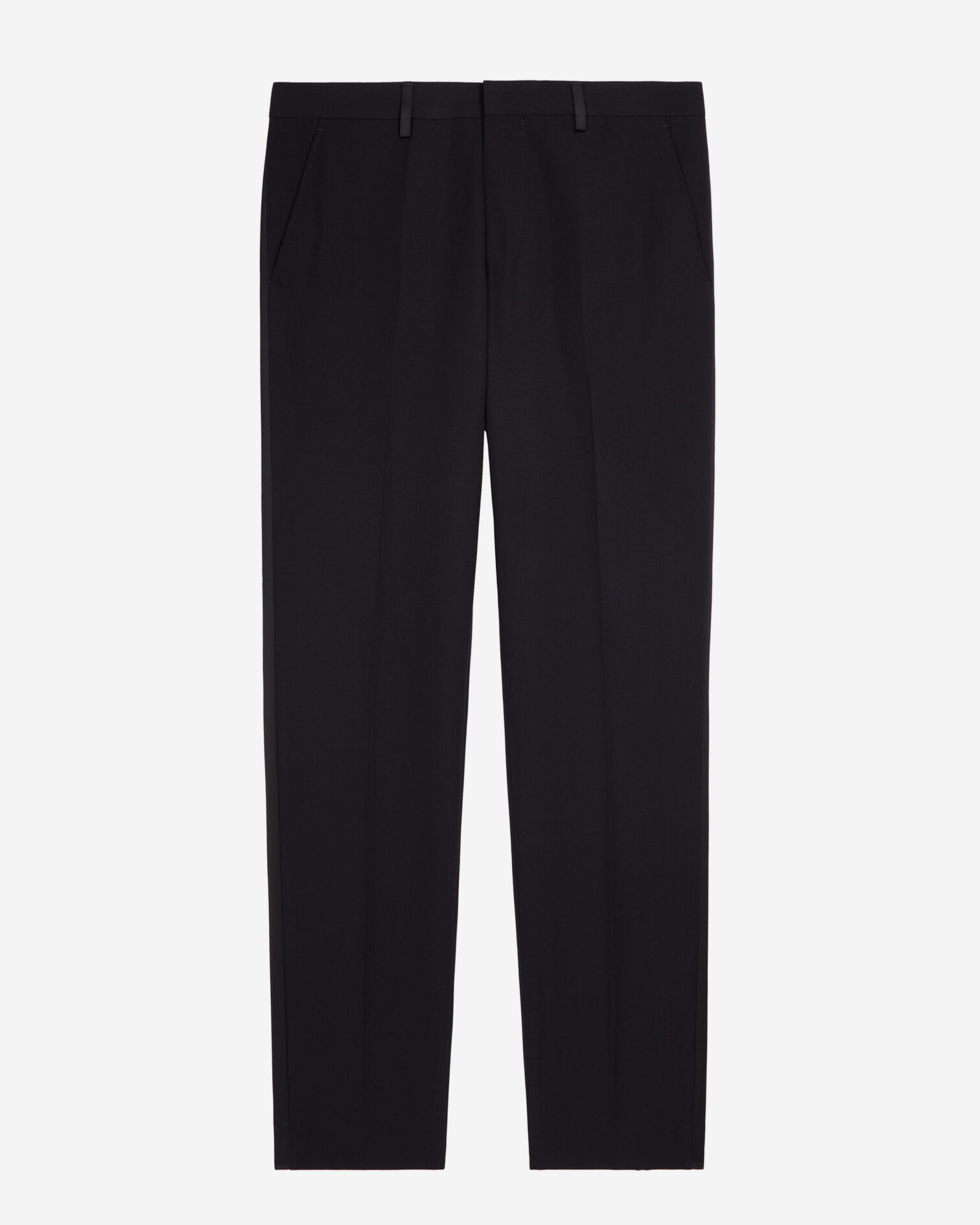 Black tuxedo trousers with satin details straight cut, BLACK, hi-res image number null