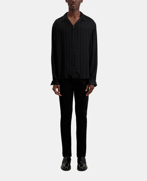 chemise jacquard noire à rayures