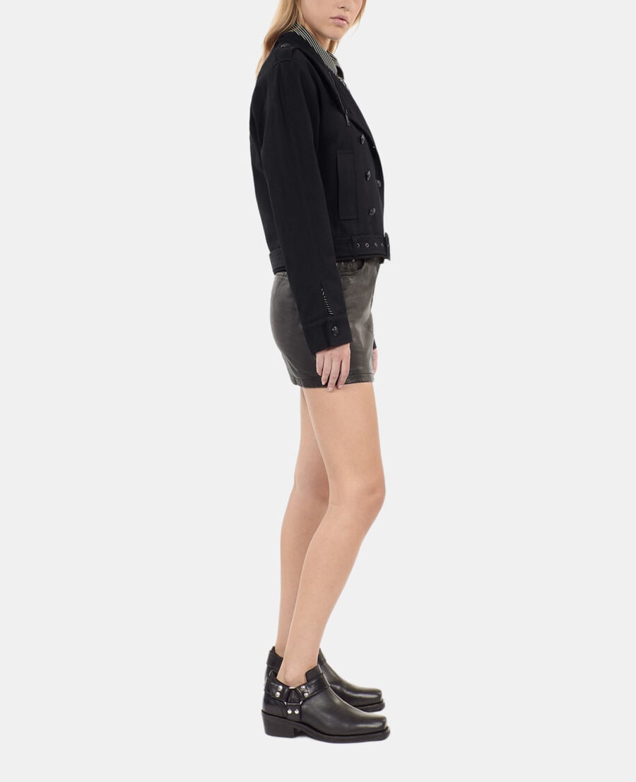 The Kooples FEMME BLACK blouson style trench noir