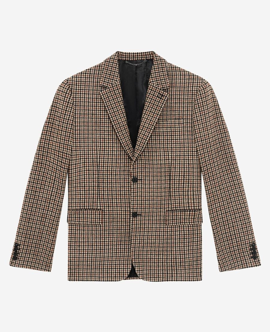 The Kooples HERREN FAUVE braun-schwarze hahnentrittjacke