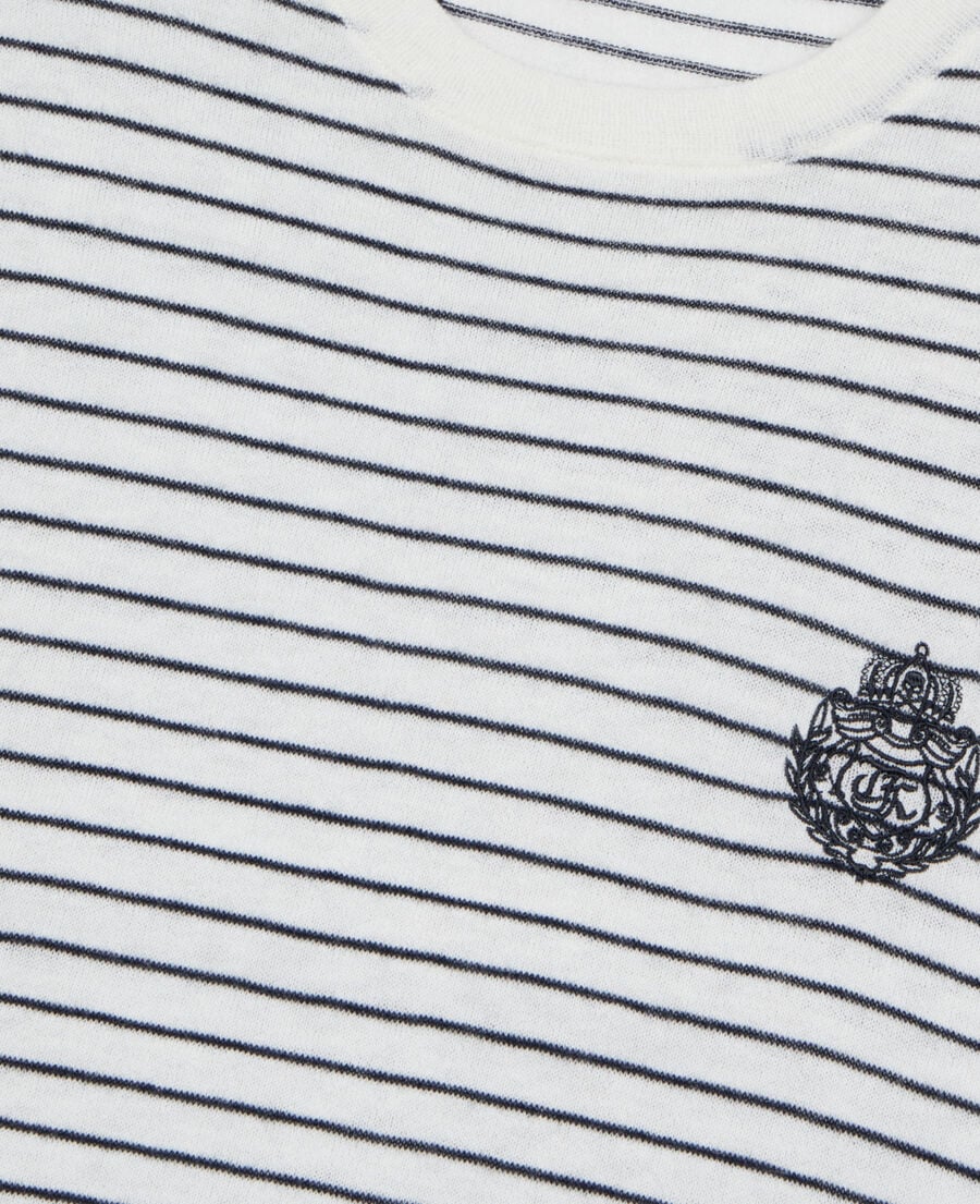 The Kooples MEN WHITE / BLUE blazon striped wool and cashmere sweater