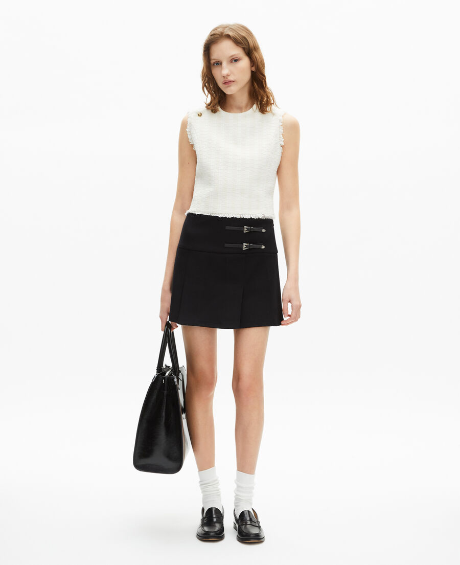 The Kooples FEMME BLACK jupe portefeuille avec boucles western courte noire