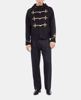 The Kooples HOMME DARK NAVY caban court à capuche bleu marine