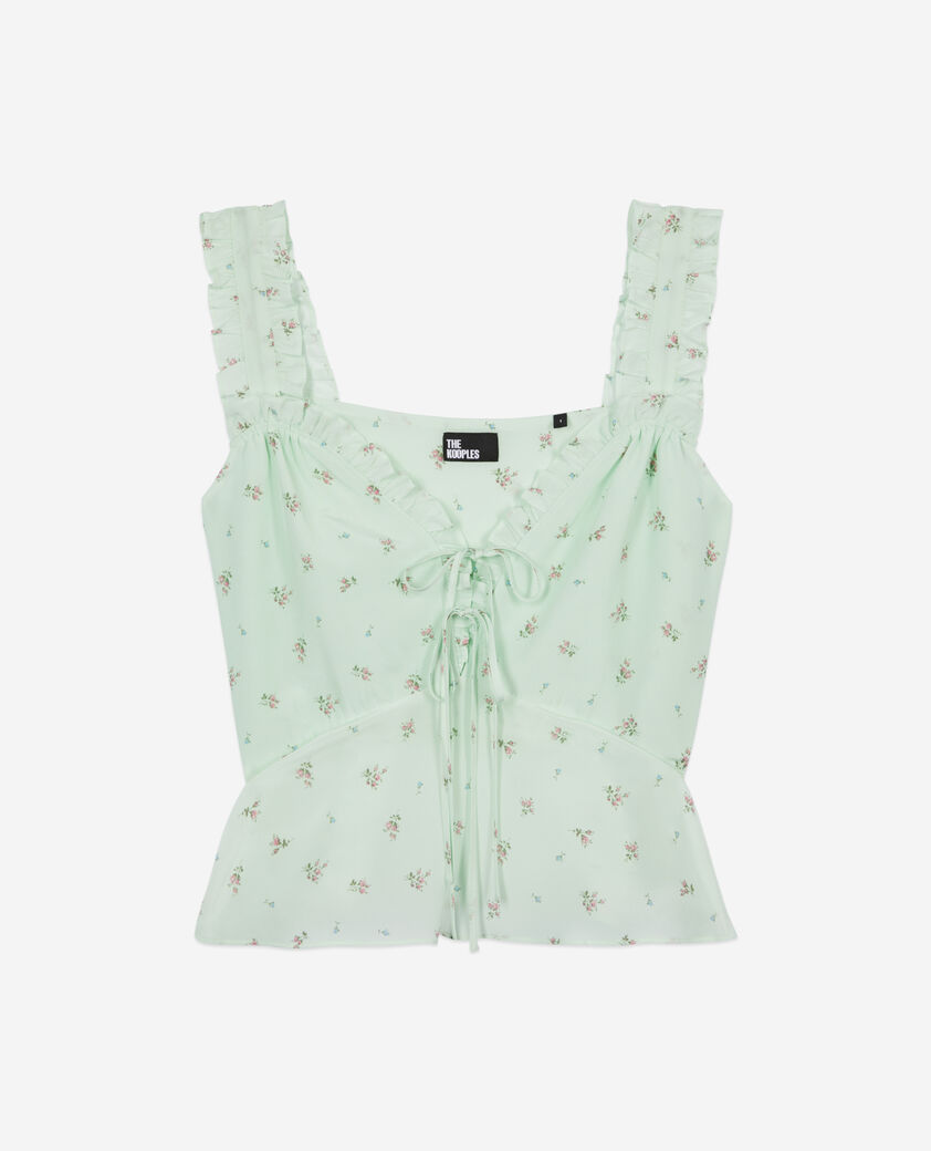 The Kooples WOMEN GREEN printed top with ruffles