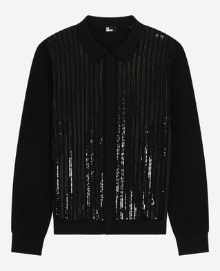 The Kooples H BLACK black sequin cardigan