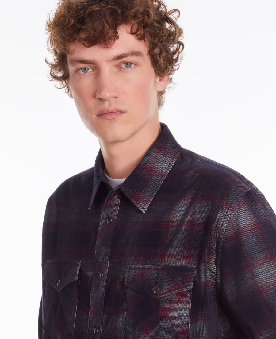 black and burgundy checkered shirt