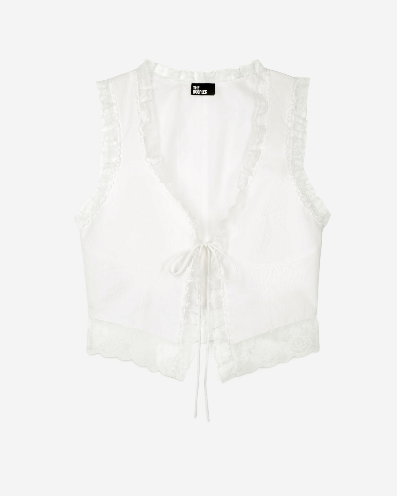 Ecru sleeveless top with lace, ECRU, hi-res image number null