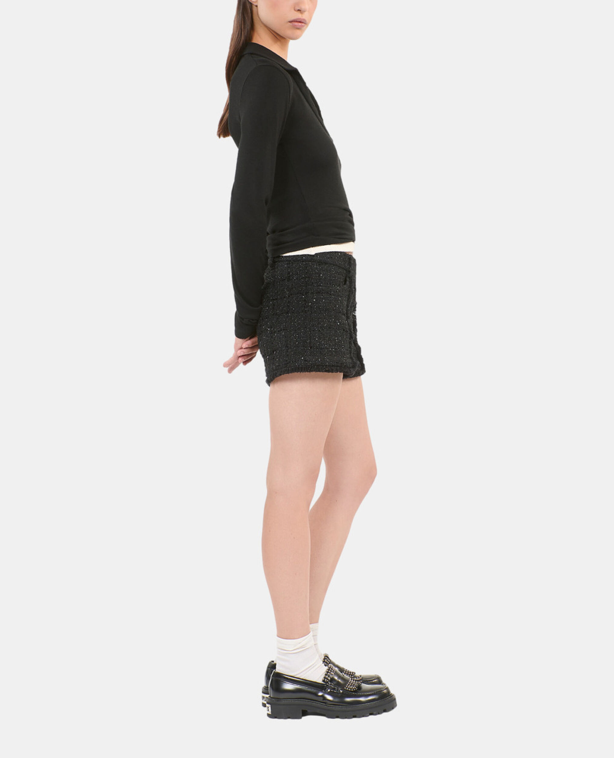 Langärmeliges, schwarzes Poloshirt, BLACK, hi-res image number null