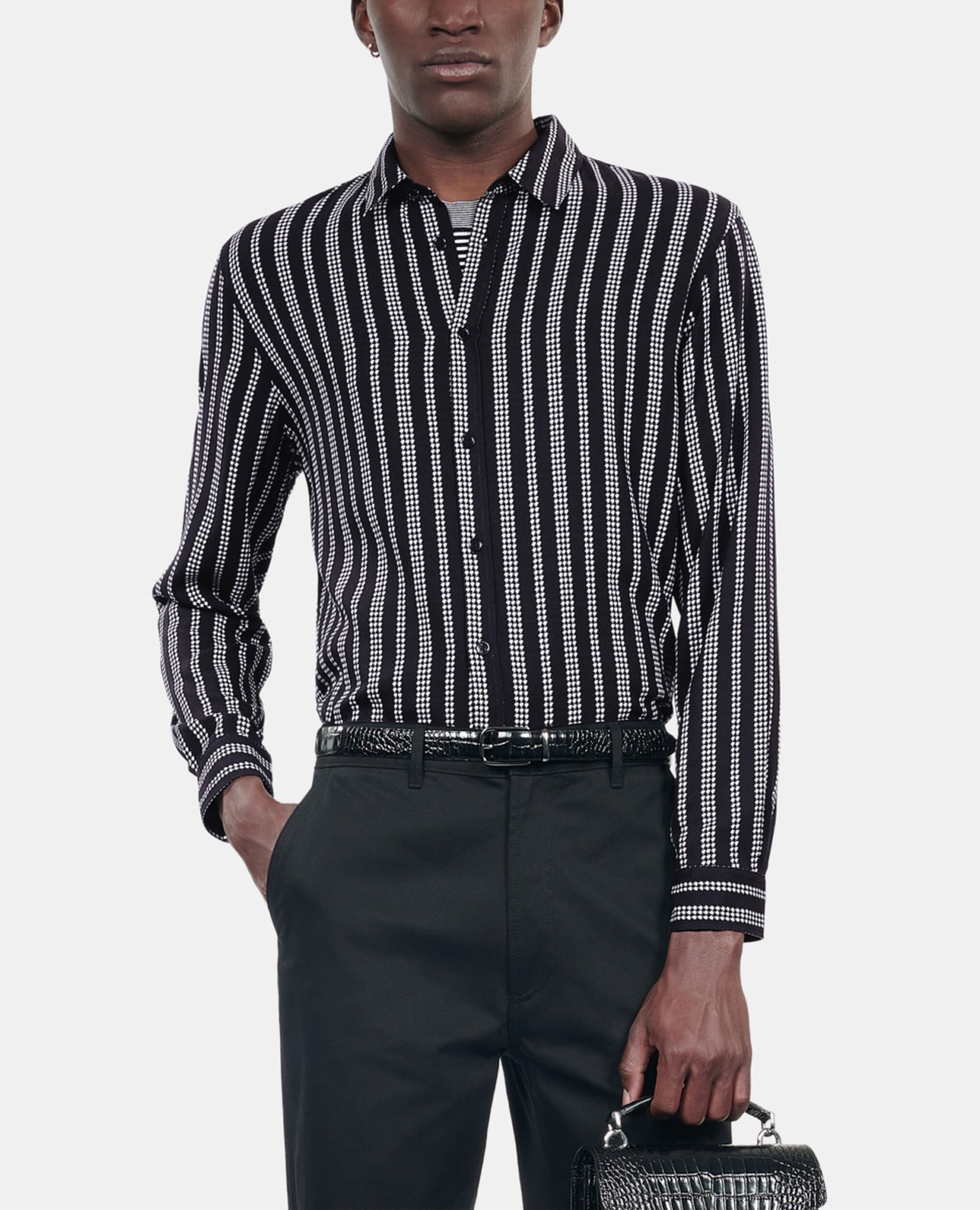 Printed shirt, BLACK WHITE, hi-res image number null